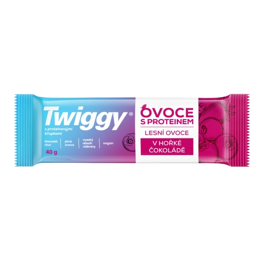Proteinová tyčinka s lesním ovocem v hořké čokoládě